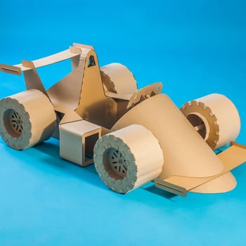 A car made out of cardboard.