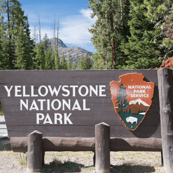 Yellowstone National Park sign.