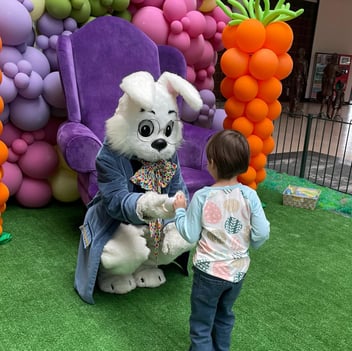 A boy with autism meets the Easter Bunny for the first time
