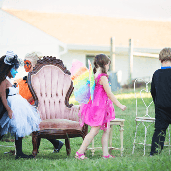 Kids playing musical chairs.