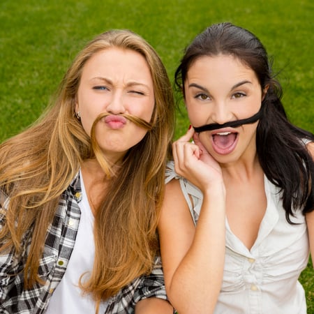 Two best friends being silly.