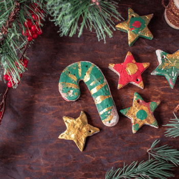 Star shaped salt dough ornaments.