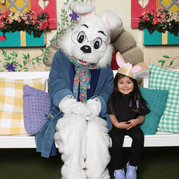 A little girl with the Easter Bunny.