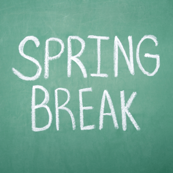 "Spring Break" written on a chalk board.