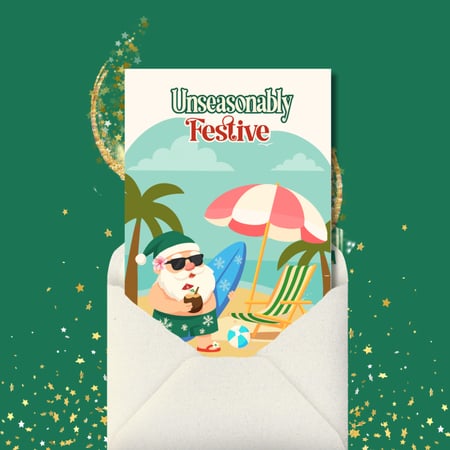 A Christmas in July e-card from Pixie Post Greetings.