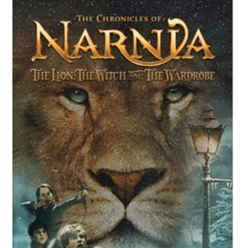 The cover of the book The Lion, The Witch, and The Wardrobe.
