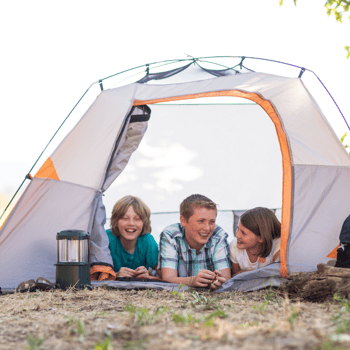 Kids enjoying time in their tent.