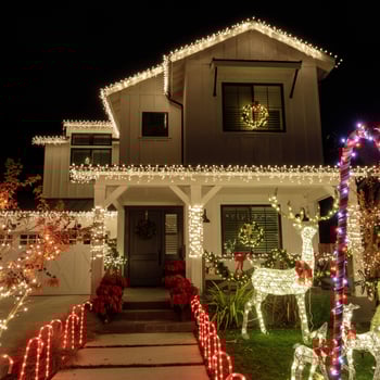 A house with Christmas lights.