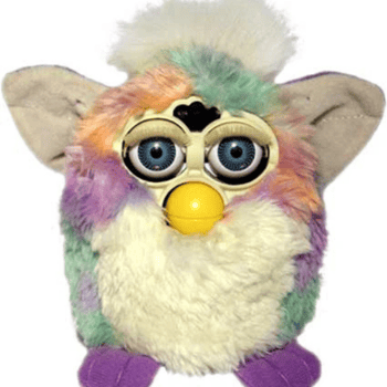 A multicolored Furby.