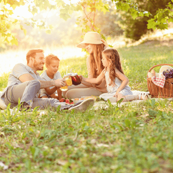 A family having a picnic together.