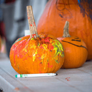 Pumpkin with paint and marker.