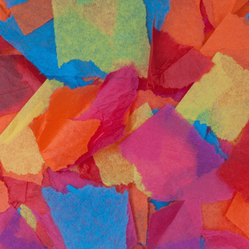 Assorted color tissue paper pieces.