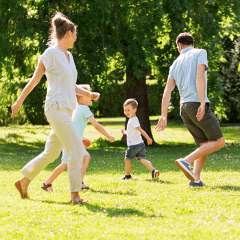 A family playing tag together.