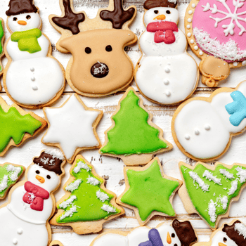 Holiday shaped sugar cookies.