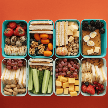 Healthy snack options in containers.