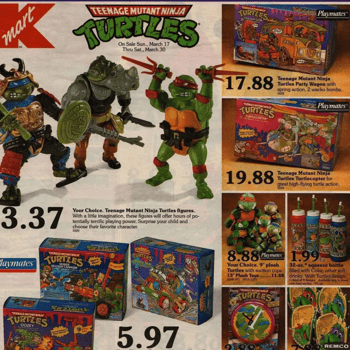Ninja Turtles in a K-Mart catalog.