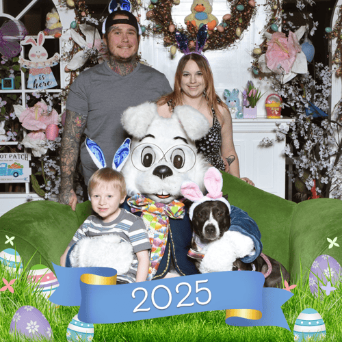 Family photo with the Easter Bunny