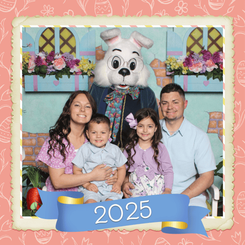 A family photo with the Easter Bunny