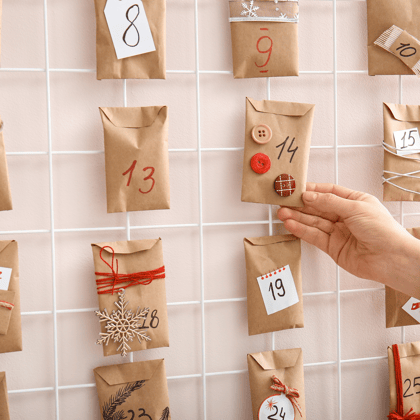 A handmade family Christmas advent calendar.