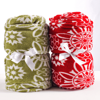 Christmas Blankets in red and green.