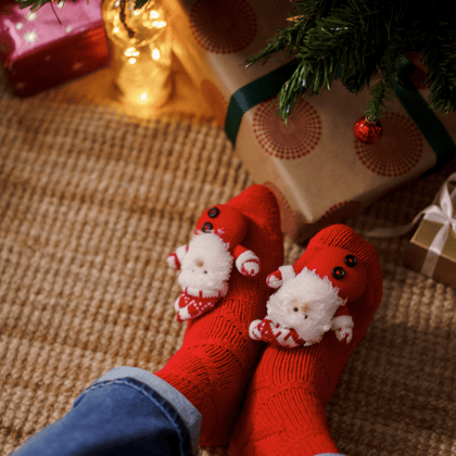 Red socks with a little Santa on them.