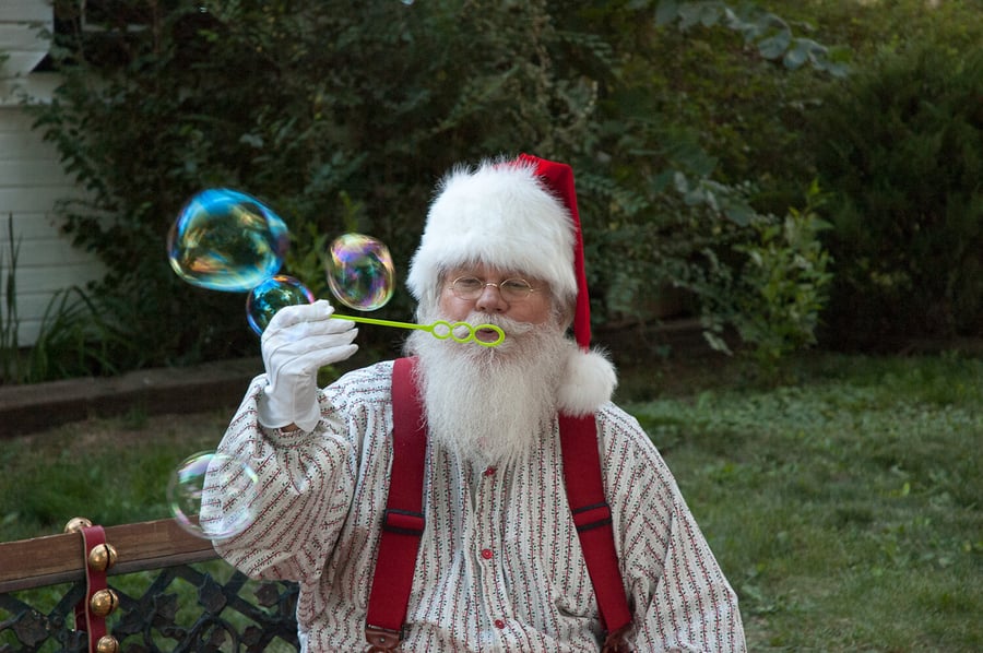 Santa blowing bubbles