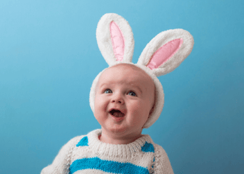 Baby wearing bunny ears