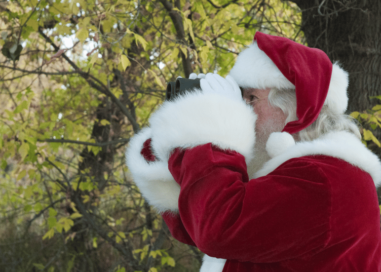 santa with binoculars