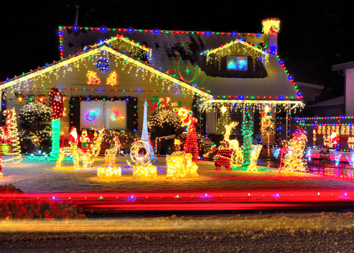 christmas lights on a house