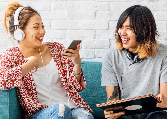 couple listening to music