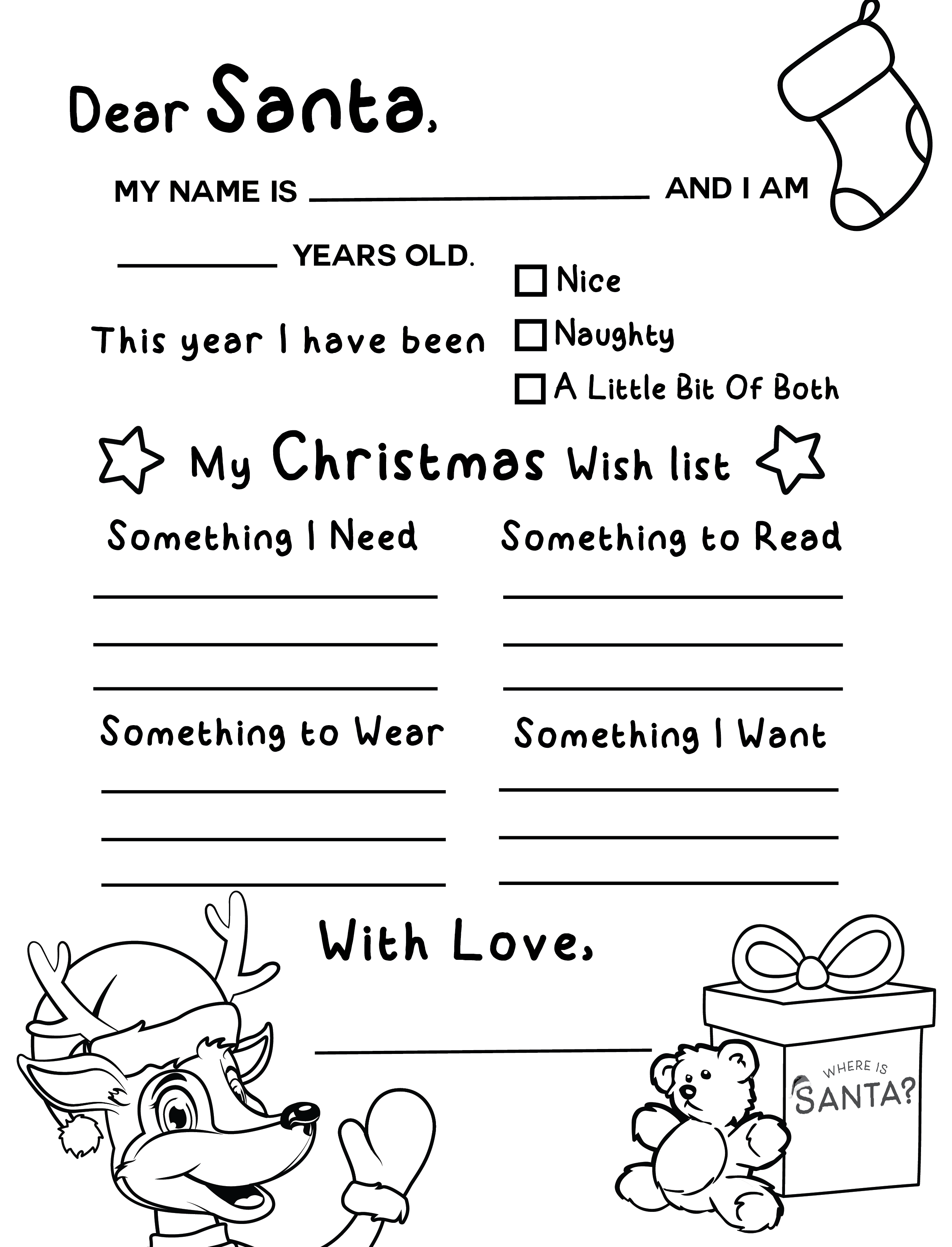 Just For Kids A Free Santa Wish List 